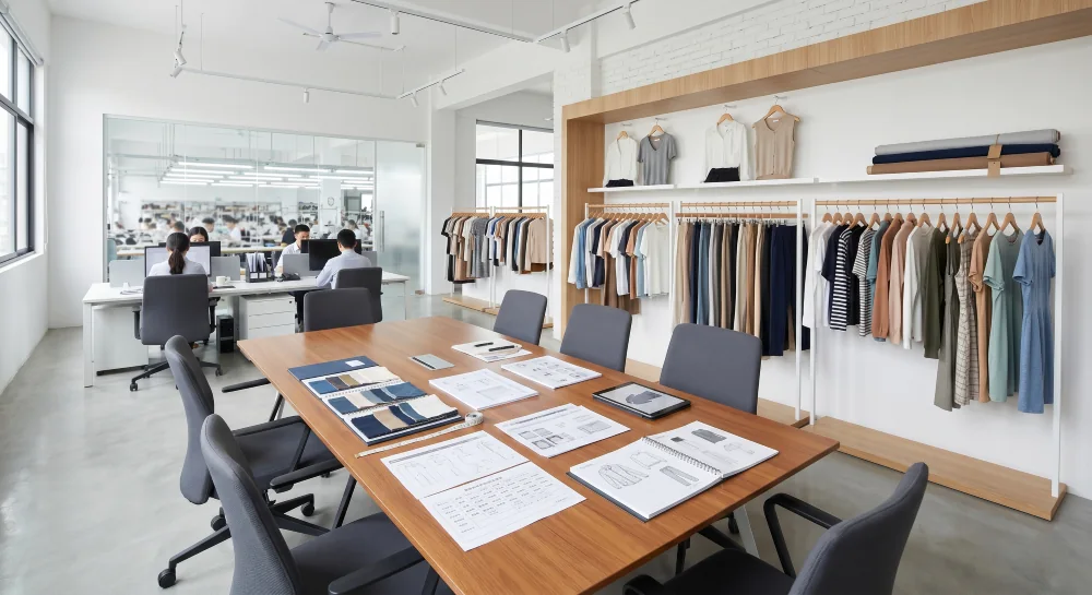Huanting Apparel garment development and sample review workspace